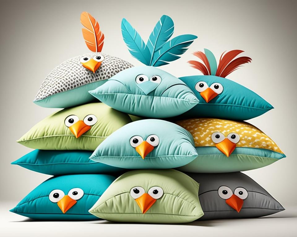 bird pillow jokes and feather pillow puns